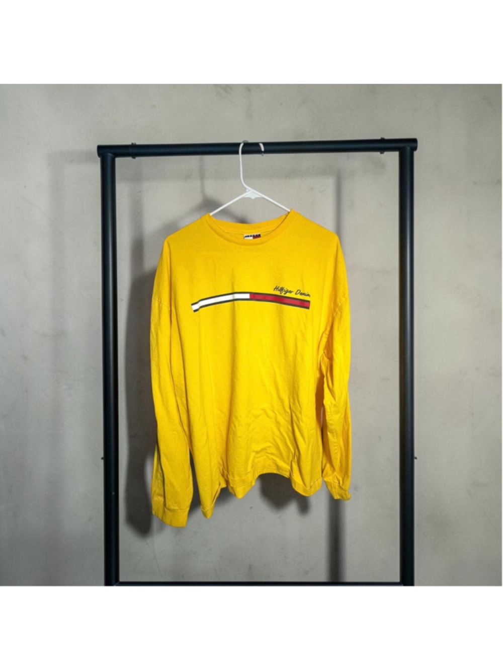 Vintage Tommy Jeans Yellow Long Sleeve T-Shirt XXL 90s Streetwear